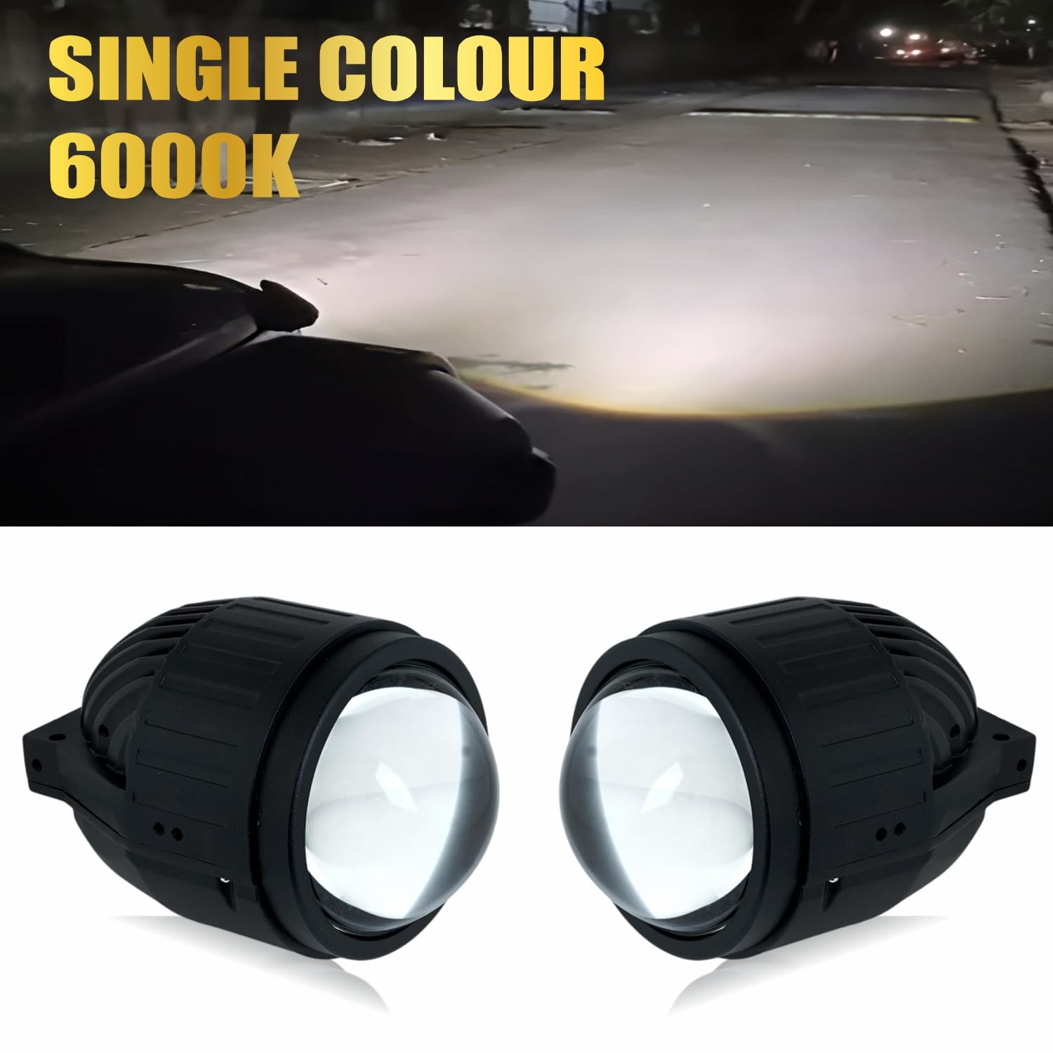 Audio Wheels 3 Inch LED Projector Fog Lamp for Car | 120W High Power | 6000K White (15,000 Lumens) | Universal Fit | Waterproof | 12V/24V Vehicle Modification Fog Light