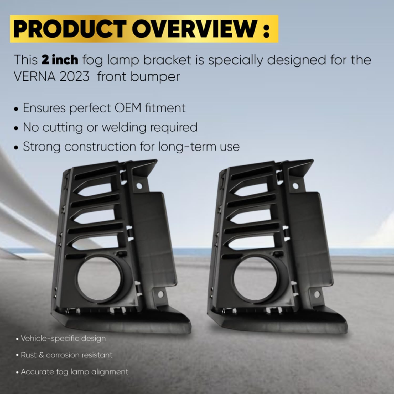 Audio Wheels 2 Inch Fog Lamp Mounting Cover / Bracket Kit - Car & Vehicle Fog Brackets | Direct Replacement Set | Compatible with Hyundai Verna 2023