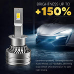 Audio Wheels H1-75W LED Headlight Bulbs – 75,00LM, 6000K Cool White, IP68 Waterproof, 1-Year Warranty, Super Bright Automotive Headlights (Pack of 2)