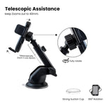 Audio Wheels Car Phone Holder 360° Rotation, Grip Go Series, Suction Cup Mount Auto Lock, Extendable Arm, Single-Handed Use, Shockproof Design Dashboard Accessories for Flexible Mobile Holder.