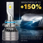 Audio Wheels 9005/HB3 75W LED Headlight with 6000K Cool White, 7500LM Brightness, Fan Cooling, Energy Efficient Design, IP67 Waterproof, Easy Plug & Play Installation