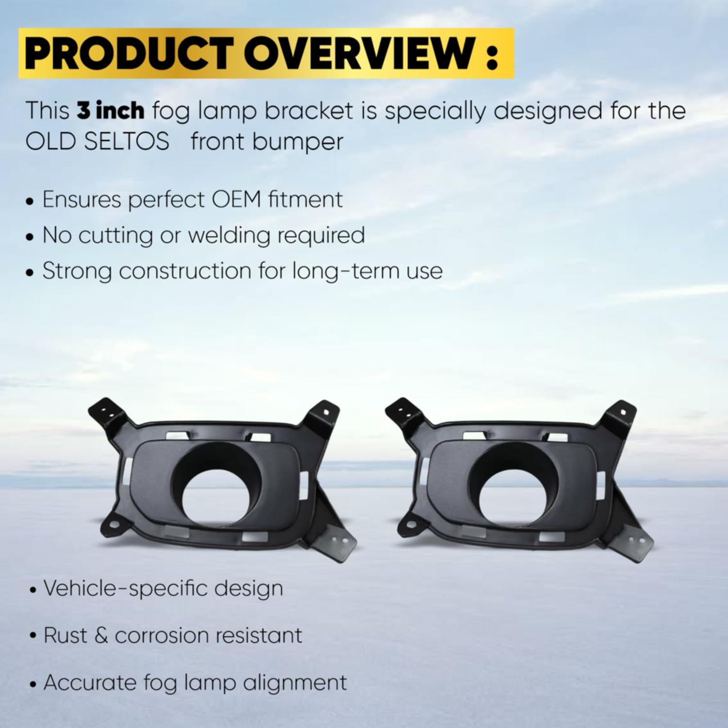 Audio Wheels 3 Inch Fog Lamp Mounting Cover/Bracket Kit - Car & Vehicle Fog Brackets | Direct Replacement Set | Compatible with Kia OLD SELTOS
