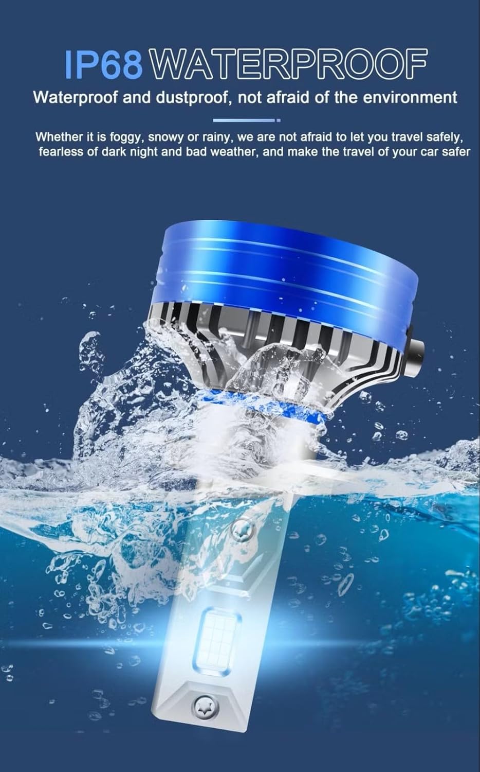 Audio Wheels H8/H11-250W LED Headlight Bulbs – 30,000 Lumens Ultra-Bright, 6000K Cool White, IP68, Quick Pro Vision LED Conversion Kit – Easy Installation, 2-Year Warranty, 50000+ Hrs Lifespan