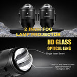 Audio Wheels 2 Inch LED Fog Lamp Projector-120W [PR-20] | Tri-Color Output (6000K White / 4500K Warm / 3000K Yellow) | 15,000LM Projector Light with Blue Film | 12V/24V | 1-Year Warranty
