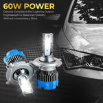 Audio Wheels H4 LED Headlight Bulbs – 60W, 16,000 Lumens, 6000K Cool White  HighLow Beam Conversion Kit for Cars  Super Bright, Quick Installation  Pack of 2 with 1-Year Warranty