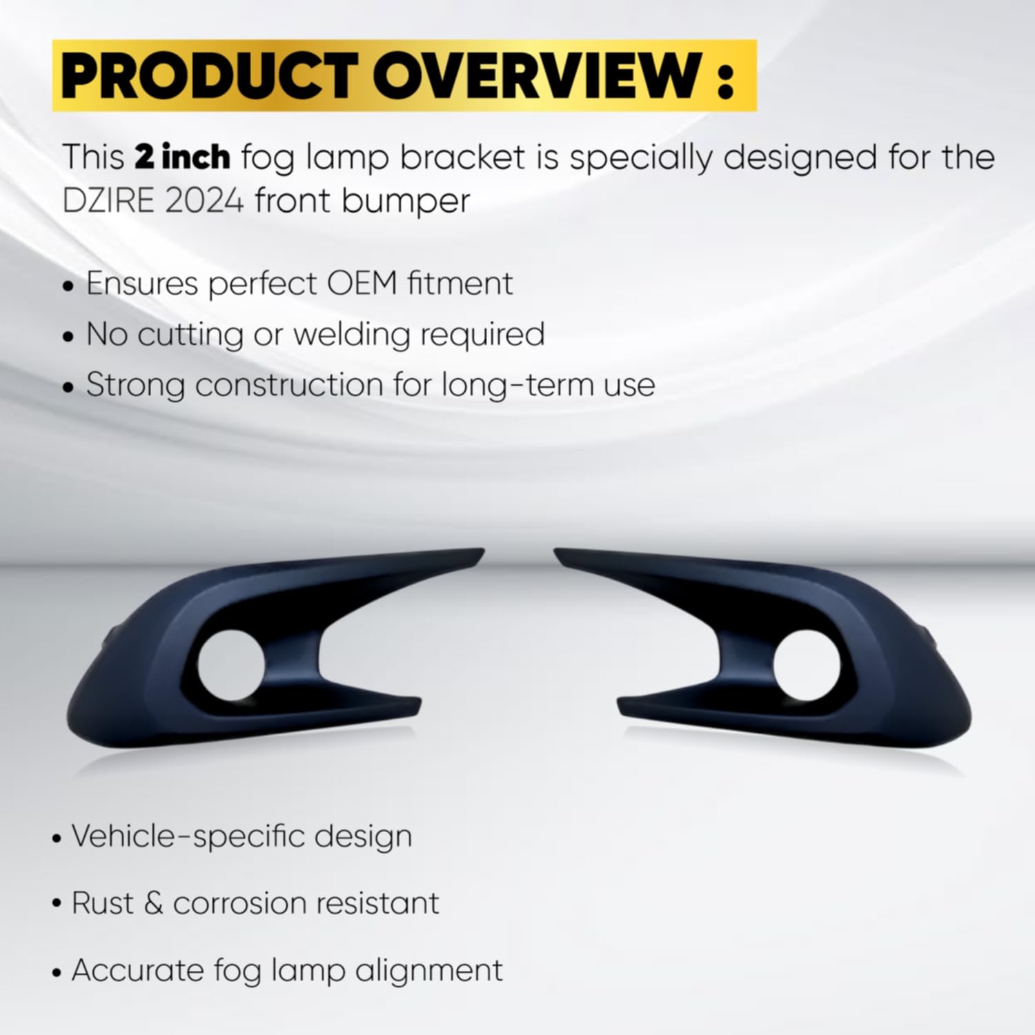 Audio Wheels 2 Inch Fog Lamp Mounting Cover / Bracket Kit - Car & Vehicle Fog Brackets | Direct Replacement Set | Compatible with Maruti Suzuki DZIRE 2024