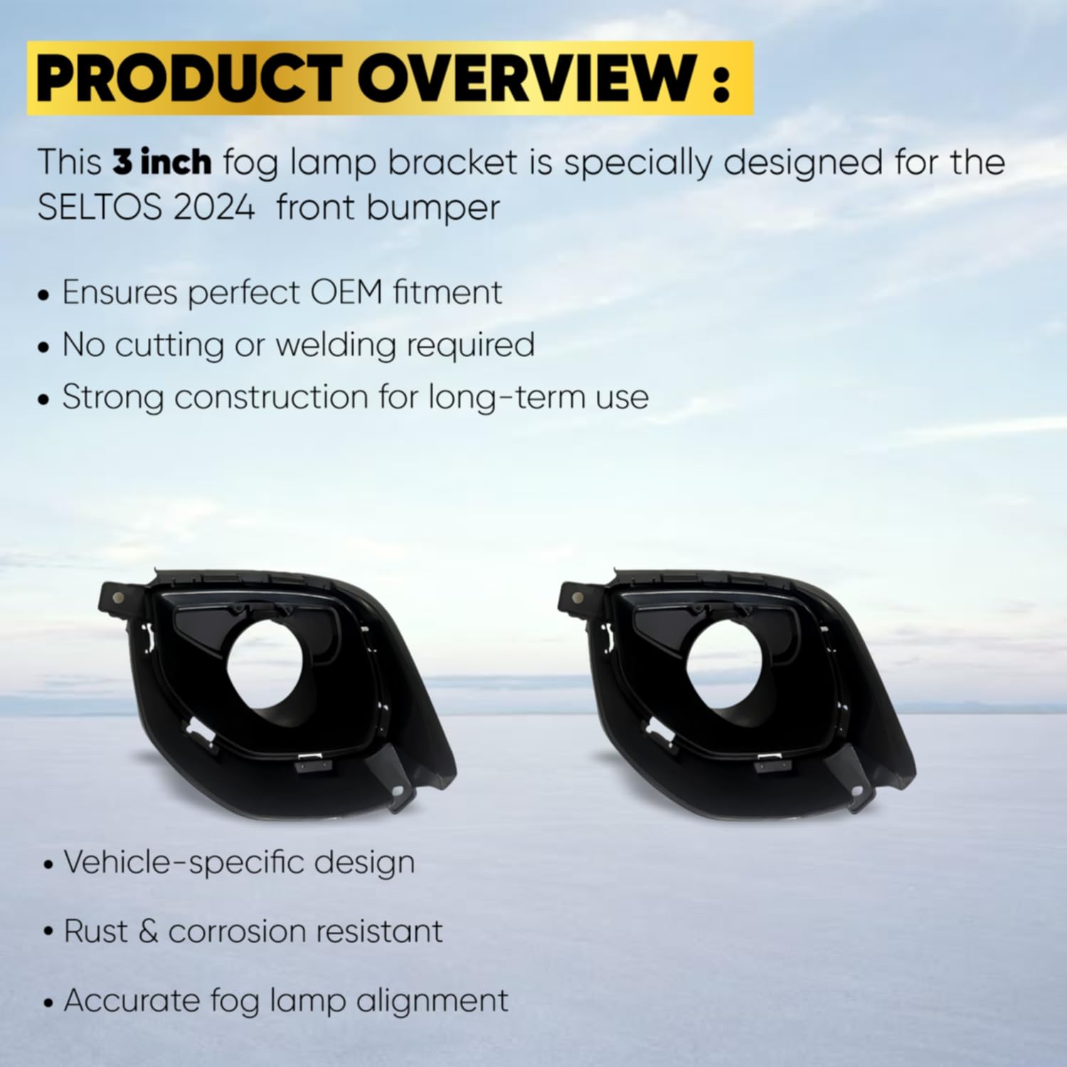 Audio Wheels 3 Inch Fog Lamp Mounting Cover/Bracket Kit - Car & Vehicle Fog Brackets | Direct Replacement Set | Compatible with KIA SELTOS 2024,2025