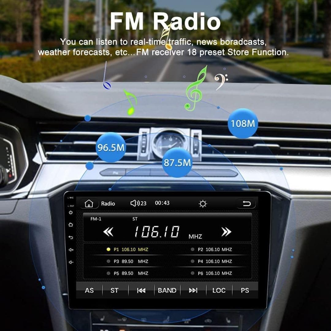 Audio Wheels Wireless CarPlay & Stereo Auto 9 Inch 1280P Car Android Display with Gorilla Glass | Android 13 | TS-9 Processor | 2GB & 32GB +Frame+HD Camera Included (Hyundai i10 Grand)