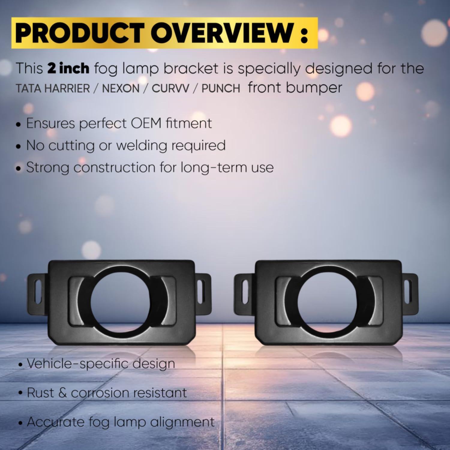 Audio Wheels 2 Fog Lamp Mounting CoverBracket Kit - Car & Vehicle Fog Brackets  Direct Replacement Set  Compatible with TATA NEXONPUNCHHARRIERCURVV