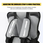 Audio Wheels Portable Foldable Baby Seat Cushion with Adjustable Shoulder & Back Straps, Universal Fit for Car, Bicycle, Stroller, Sofa & High Chair (Toddlers & Kids 6 Months-4 Years) (Gray)