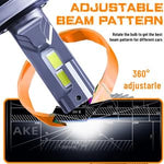 Audio Wheels Grey H4/H19–160W LED Headlight Bulbs Super Bright, 16,000 Lumens, 6000K Cool White for Quick Installation.