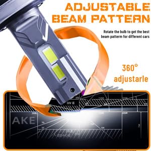 Audio Wheels Grey H4/H19–160W LED Headlight Bulbs Super Bright, 16,000 Lumens, 6000K Cool White for Quick Installation.