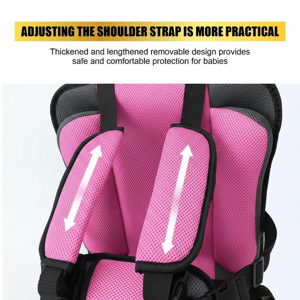 Audio Wheels Portable and Foldable Baby Seat Cushion with Adjustable Shoulder & Back Straps, Universal Fit for Car, Bicycle, Stroller, Sofa & High Chair (Toddlers & Kids 6 Months-4 Years) (Pink)