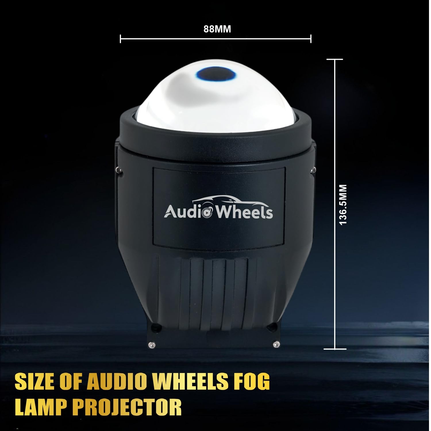 Audio Wheels 3 Inch LED Projector Fog Lamp for Car | 120W High Power | 6000K White (15,000 Lumens) | Universal Fit | Waterproof | 12V/24V Vehicle Modification Fog Light