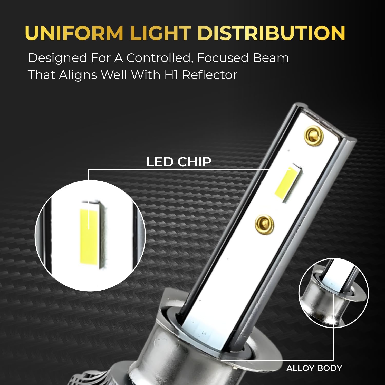 Audio Wheels H1 60W Car Led Headlight Bulbs, 16,000 Lumens Super Bright LED Headlight Conversion Kit for Cars 6000K Cool White Quick Installation Halogen Replacement, (H1-60W)