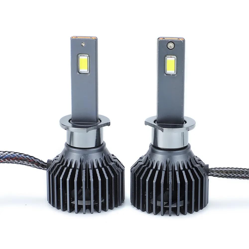 Audio Wheels H1 LED Headlight Bulbs – 160W High-Performance Lighting, 16,000 Lumens Ultra-Bright Output, 6000K Cool White Glow for Superior Visibility and Enhanced Driving Safety.