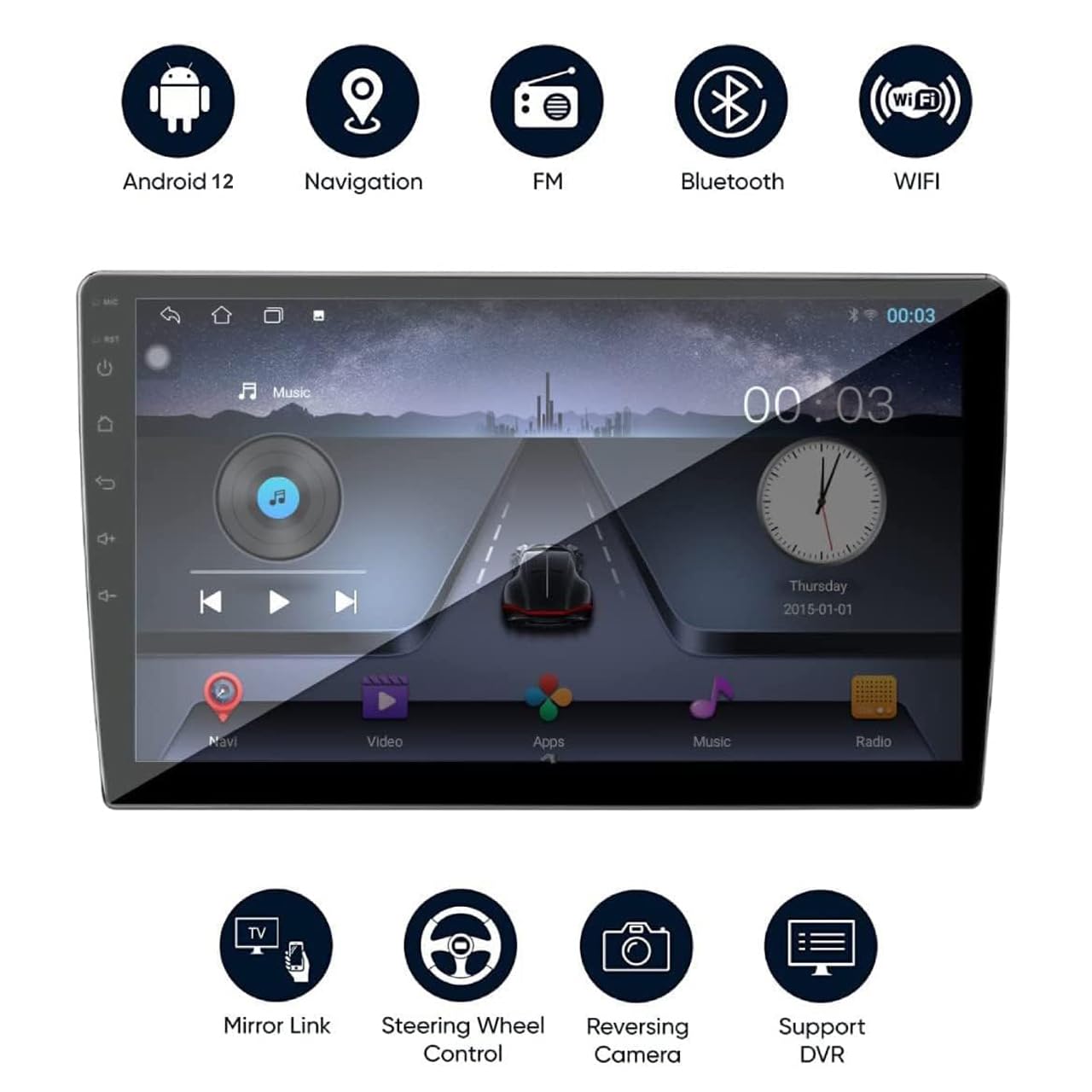 Audio Wheels Maruti Ertiga 2010+: 9-Inch 1280P IPS Android 2/32 Car Display with Gorilla Glass - Double Din Car Stereo, Android 13,+ AHD Camera & Dashboard Frame (Maruti Ertiga 2010+)