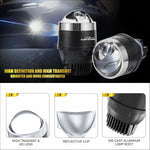 Audio Wheels 3 Inch LED Projector Fog Lamp with Cover - 120W, 6000K White | Single-Beam | with Blue Tint Film | 12V/24V Fog Light for Car & Vehicle Modification | For Thar 2020