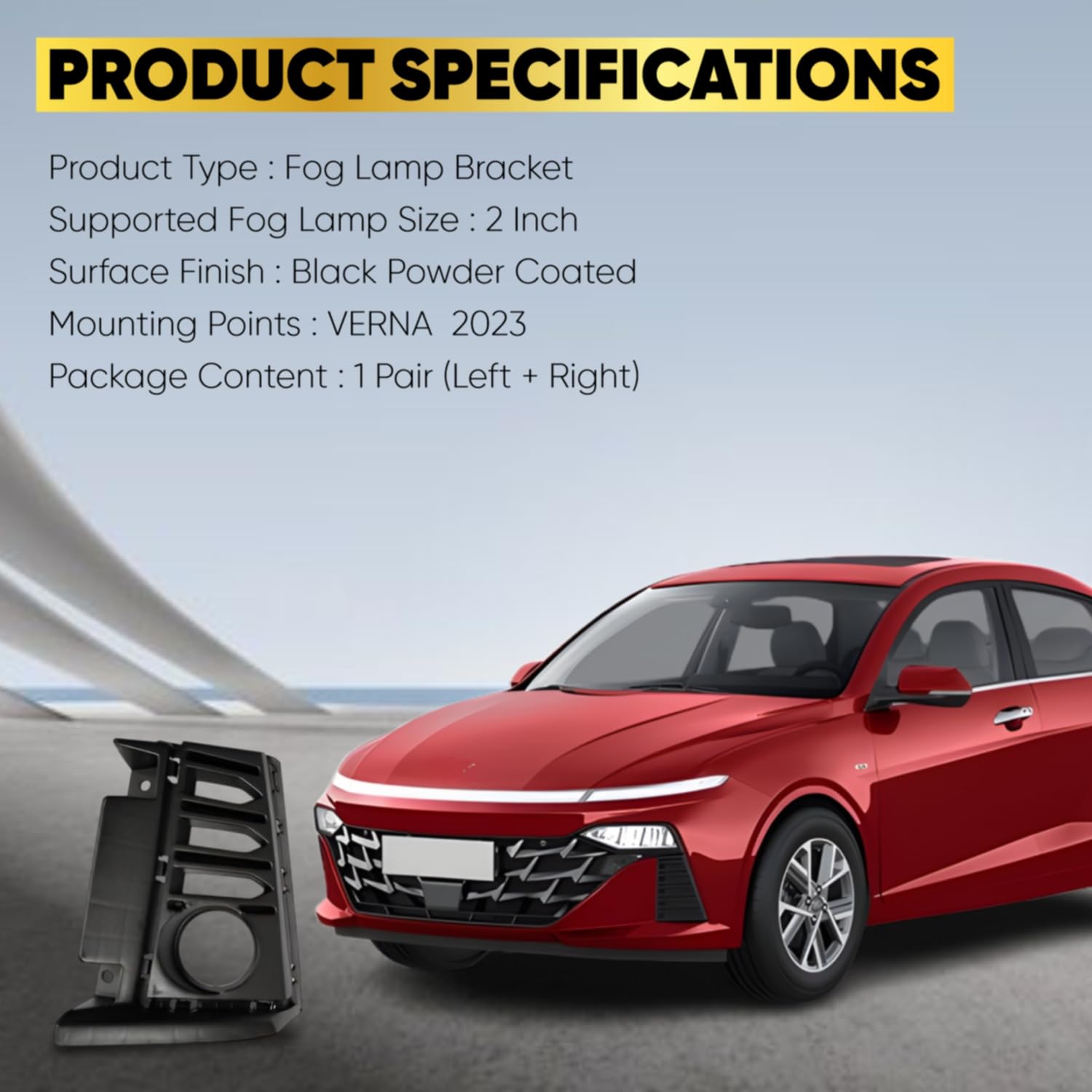 Audio Wheels 2 Inch Fog Lamp Mounting Cover / Bracket Kit - Car & Vehicle Fog Brackets | Direct Replacement Set | Compatible with Hyundai Verna 2023