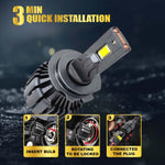 Audio Wheels Tri Colour LED Headlight H7/H18 Single Beam 120W (15000LM) | 6000K/4300K/3000K | IP68 Waterproof Plug & Play Car Headlamp 12V/24V with Advanced Cooling