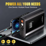 Audio Wheels Car Jump Starter with Air Compressor | 2500mAh Battery Pack Jump Starter 3500A |  Peak for Up to 9.0L Gas and 8.0L Diesel Engine | 12V Battery Booster Jump Box with LED Display/Flashlight/Jumper Cable/USB
