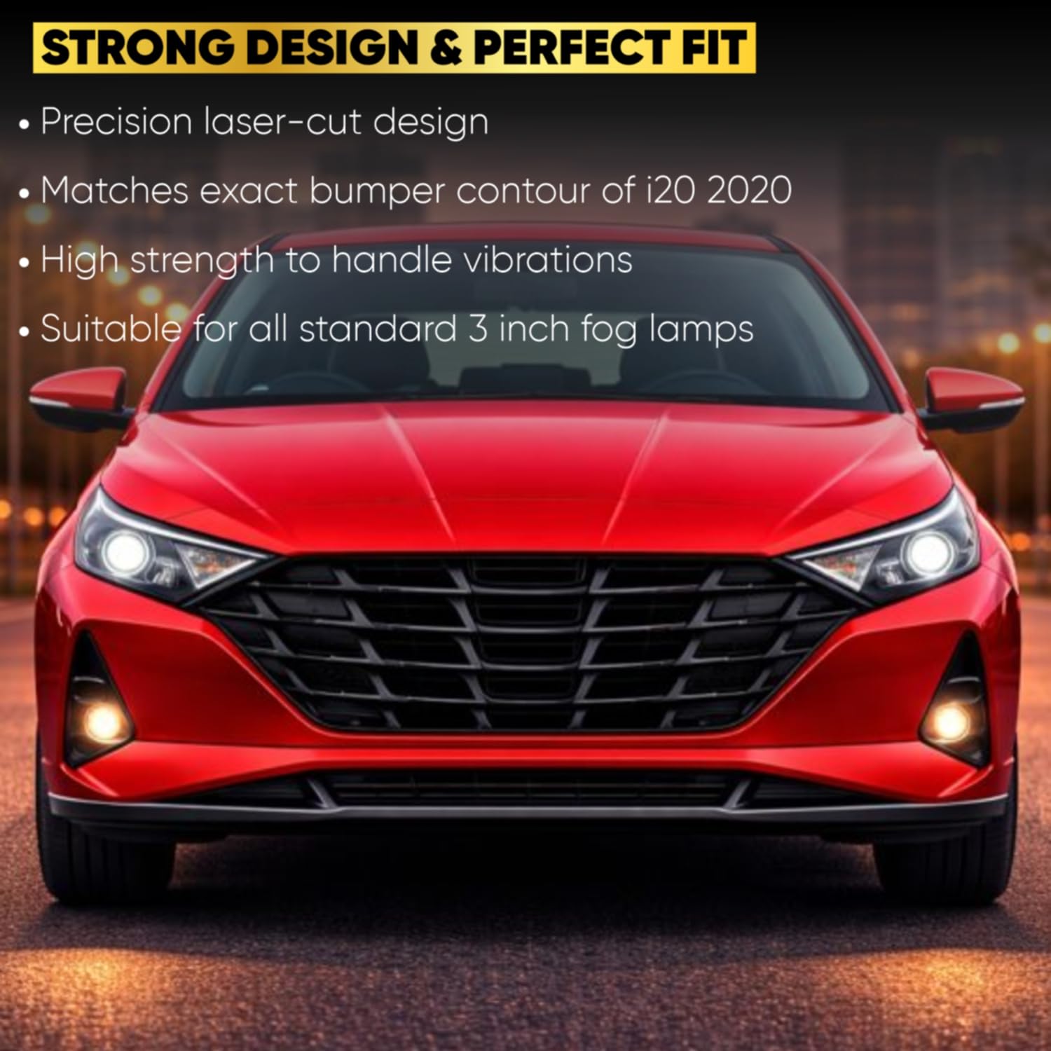 Audio Wheels 3 Inch Fog Lamp Mounting Cover / Bracket Kit - Car & Vehicle Fog Brackets | Direct Replacement Set | Compatible with Hyundai i20 (2020)