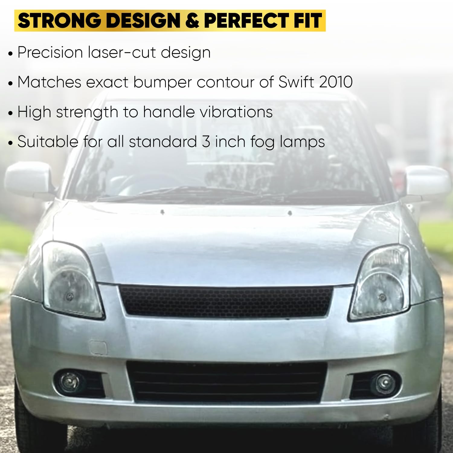 Audio Wheels 3 Fog Lamp Mounting CoverBracket Kit - Car & Vehicle Fog Brackets  Direct Replacement Set  Compatible with Maruti Suzuki SWIFT 2010