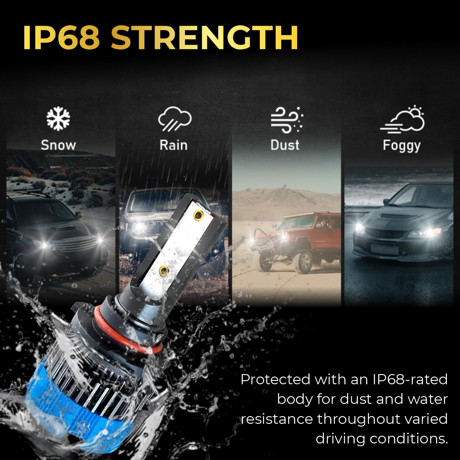 Audio Wheels 9005 60W Car Led Headlight Bulbs,16,000 Lumens Super Bright LED Headlight Conversion Kit for Cars 6000K Cool White Quick Installation Halogen Replacement, (9005-60W)