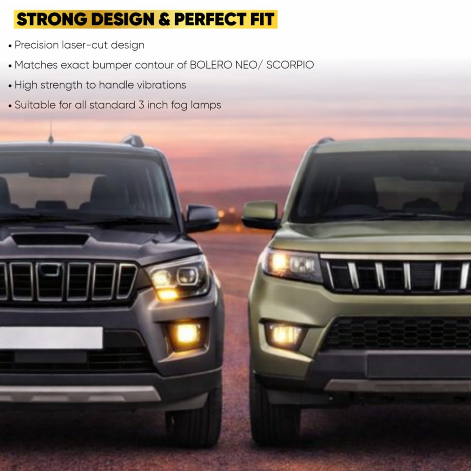 Audio Wheels 3 inch Fog Lamp Mounting CoverBracket Kit - Car & Vehicle Fog Brackets  Direct Replacement Set  Compatible with Mahindra BOLERO NEO & SCORPIO