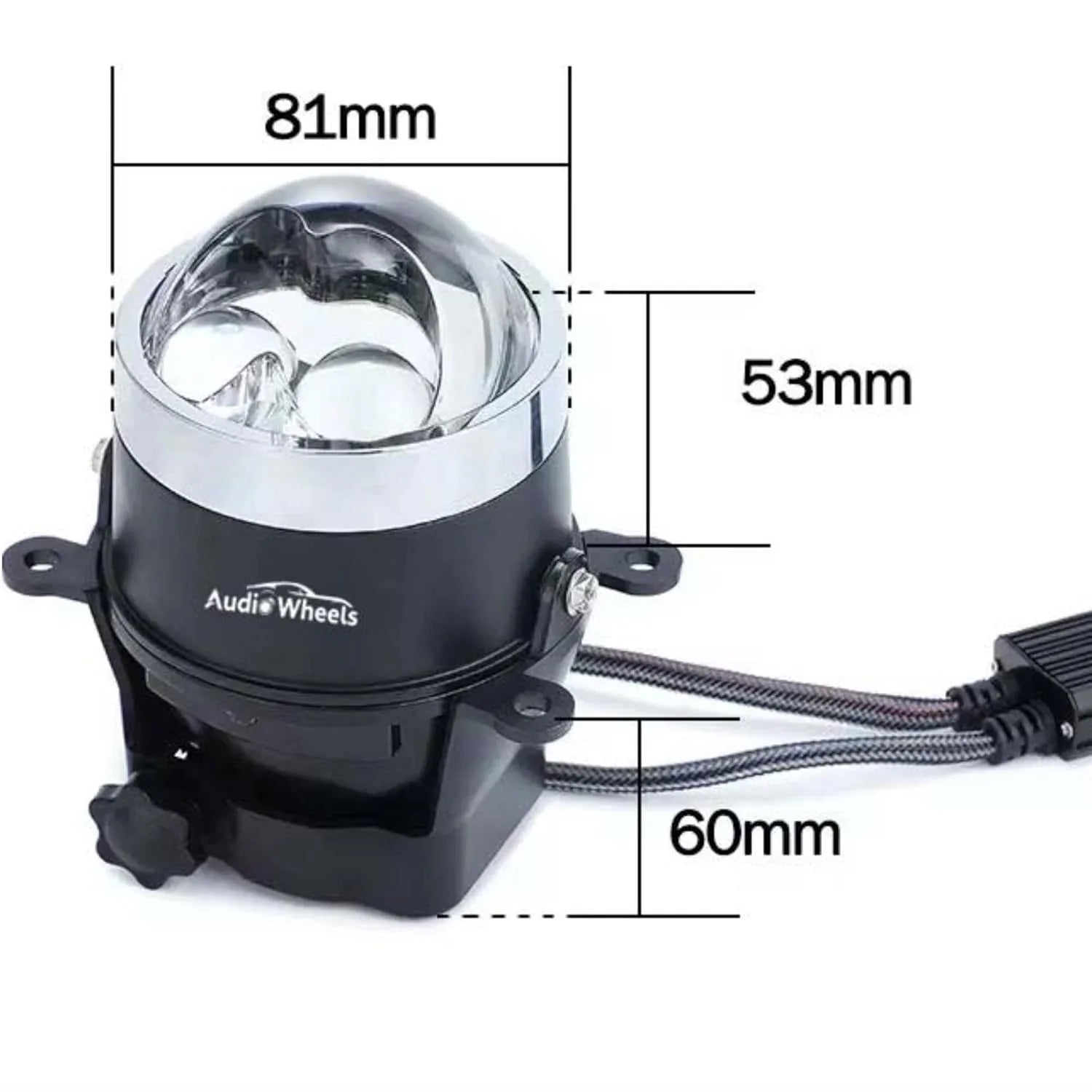 Audio Wheels 3" LED Projector Fog Lamp with Cover - 120W, 6000K White | Dual-Beam | with Blue Tint Film | 12V/24V Fog Light for Car & Vehicle Modification | For Maruti Suzuki Ignis 2020 - Audio Wheels