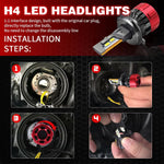 Audio Wheels H4-110W Car Led Headlight Bulbs, 16,000 Lumens Super Bright LED Headlight Conversion Kit for Cars 6000K Cool White Quick Installation Halogen Replacement, Pack of 2