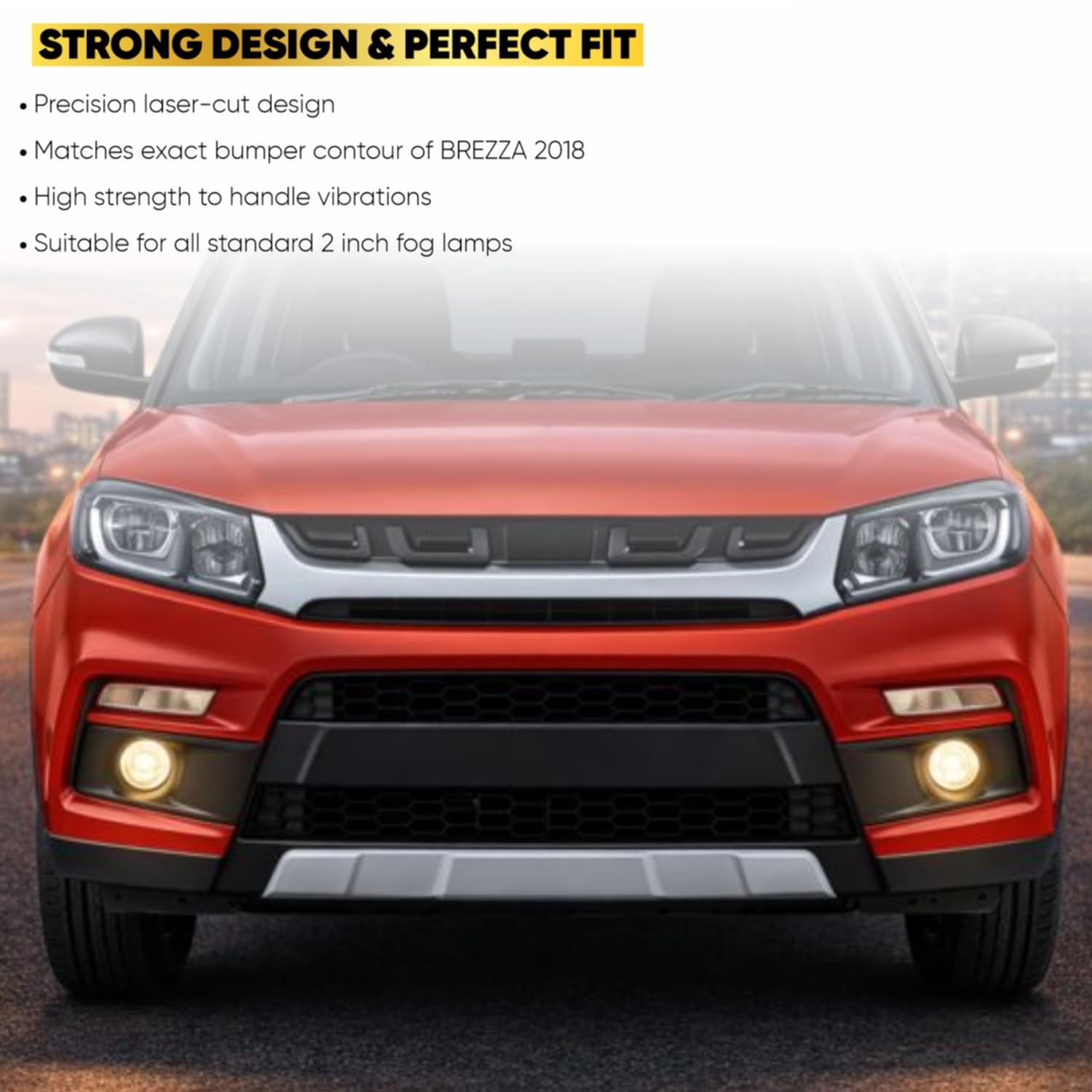 Audio Wheels 2 Inch Fog Lamp Mounting Cover / Bracket Kit - Car & Vehicle Fog Brackets | Direct Replacement Set | Compatible with Maruti Suzuki BREZZA 2018