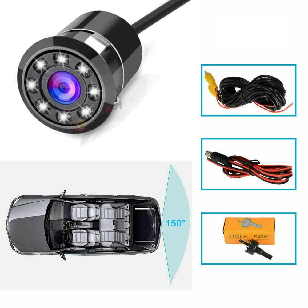 Audio Wheels Wide-Angle Night Vision Waterproof LED Bumper Reverse Parking Camera (8-LED) for Car  Car Back Camera