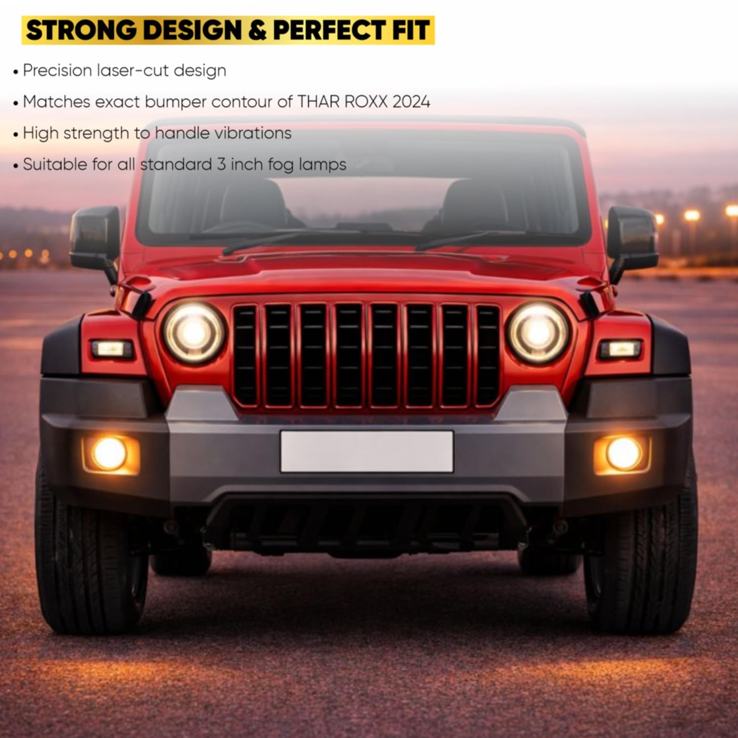 Audio Wheels 3 Fog Lamp Mounting CoverBracket Kit - Car & Vehicle Fog Brackets  Direct Replacement Set  Compatible with Mahindra THAR ROXX