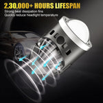 Audio Wheels 2 INCH LED Projector Fog Lamp with Cover - 120W, Tri-Color (White/Warm/Yellow) | with Blue Tint Film | 12V/24V Fog Light for Car & Vehicle Modification | For Maruti Suzuki Dzire 2024