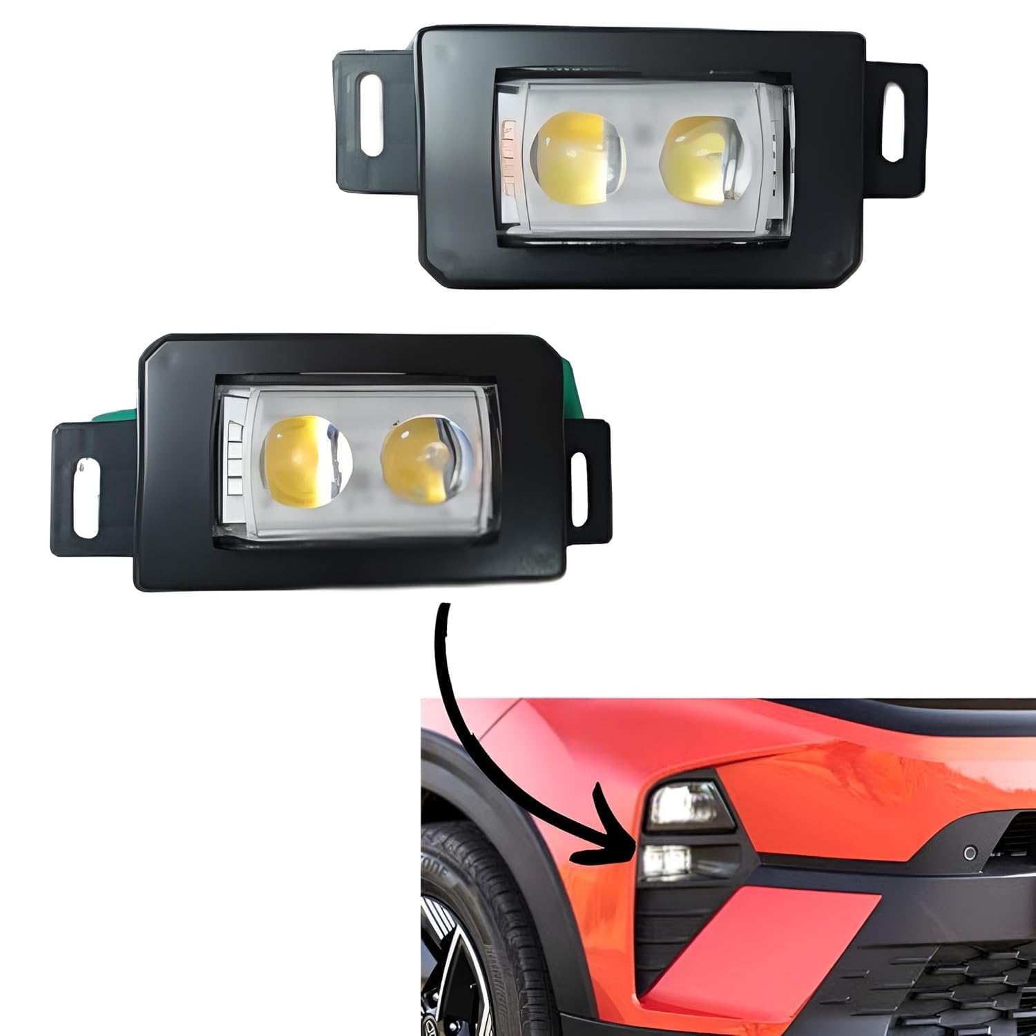 Audio Wheels LED Daytime Running Light DRL for Tata Nexon | Multi Color White/Yellow/Red/Blue | 15W LED | DC 12V Plug and Play | Energy Efficient
