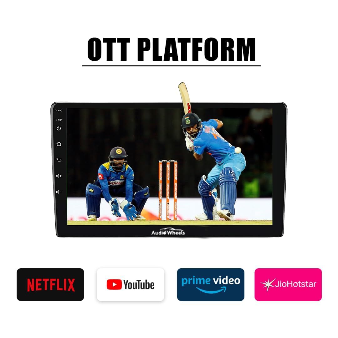 Audio Wheels Volkswagen Polo 9 Inch 1280P IPS Android 232 Car Display with Gorilla Glass - Double Din Car Stereo, Android 13,+ AHD Camera & Dashboard Frame (Volkswagen Polo)