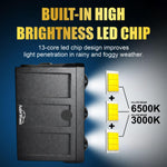 Audio Wheels 3 Eye Multifunctional Dual Beam External Lamp, Auxiliary Light, 120W Power Supply, White & Yellow Light, 20,000 Lumens, Heavy-Duty Aluminum, IP67 Waterproof, Universal Fit