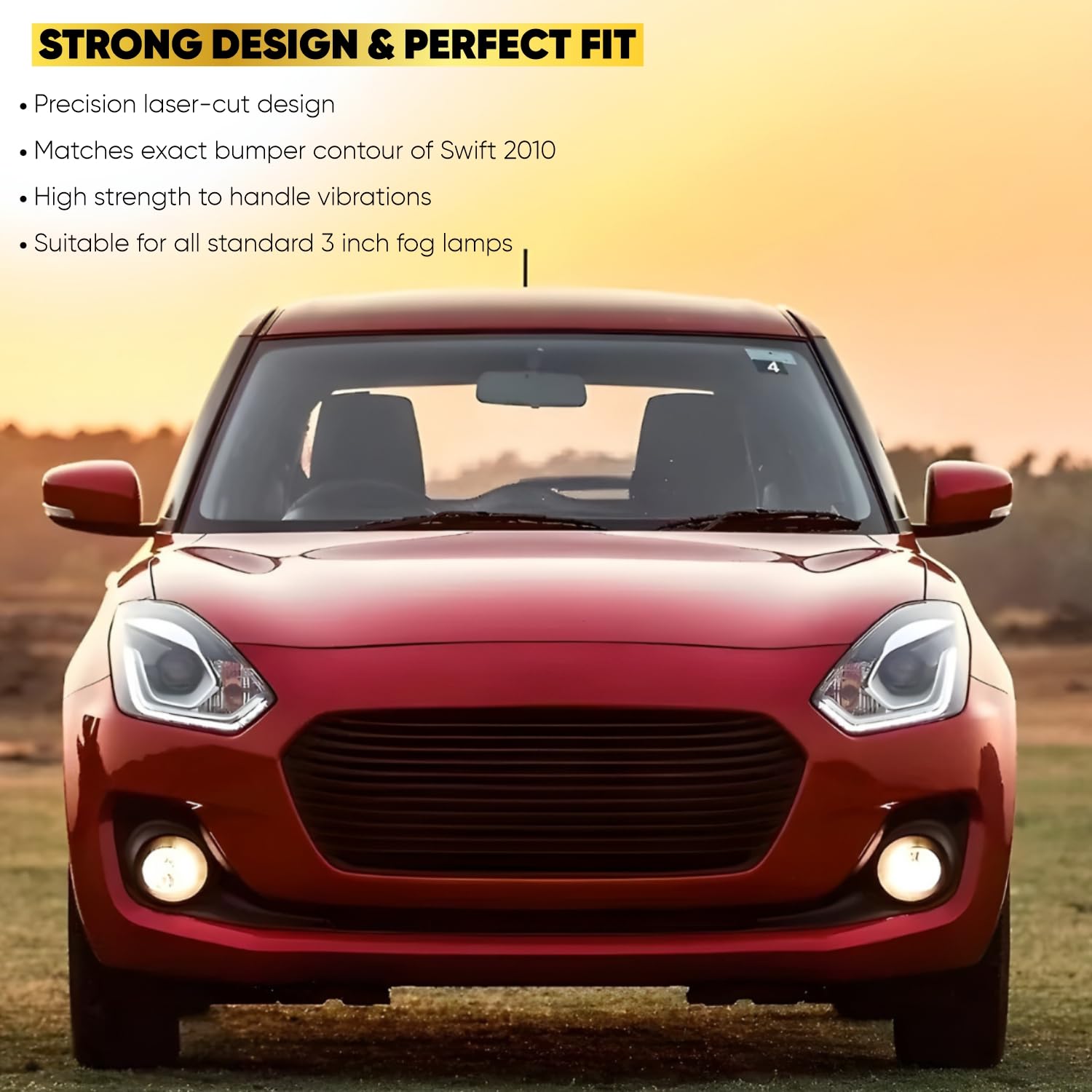 Audio Wheels 3 Inch Fog Lamp Mounting Cover/Bracket Kit - Car & Vehicle Fog Brackets | Direct Replacement Set | Compatible with Maruti Suzuki SWIFT 2018