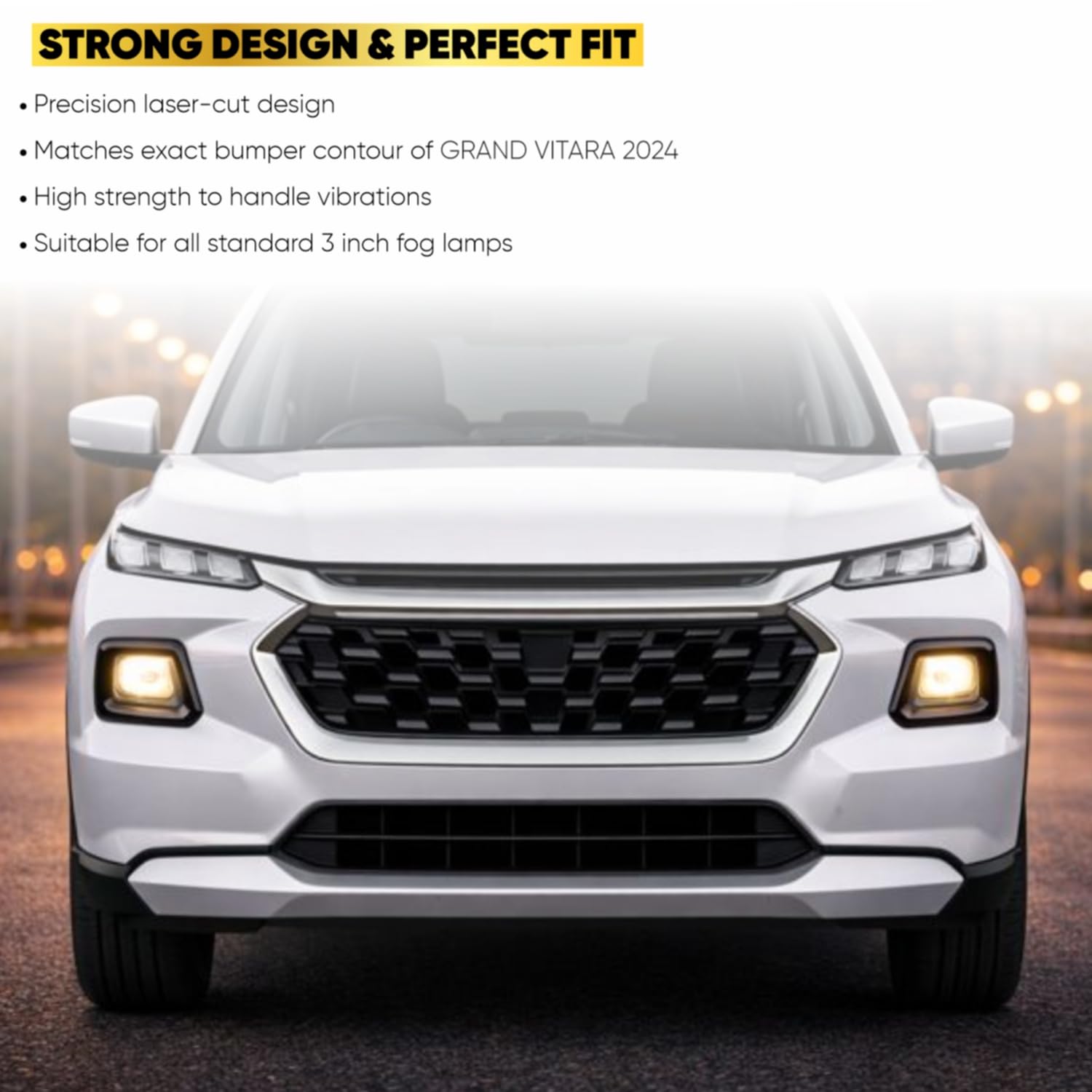 Audio Wheels SQ 2 Inch Fog Lamp Mounting Cover / Bracket Kit - Car & Vehicle Fog Brackets | Direct Replacement Set | Compatible with Maruti Suzuki Grand Vitara 2024