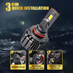 Audio Wheels 9005/HB3 LED Headlight Tri Colour, Single Beam 120W (15000LM)  6000K4300K3000K  IP68 Waterproof Plug & Play Car Headlamp 12V24V with Advanced Cooling  2 Years Warranty