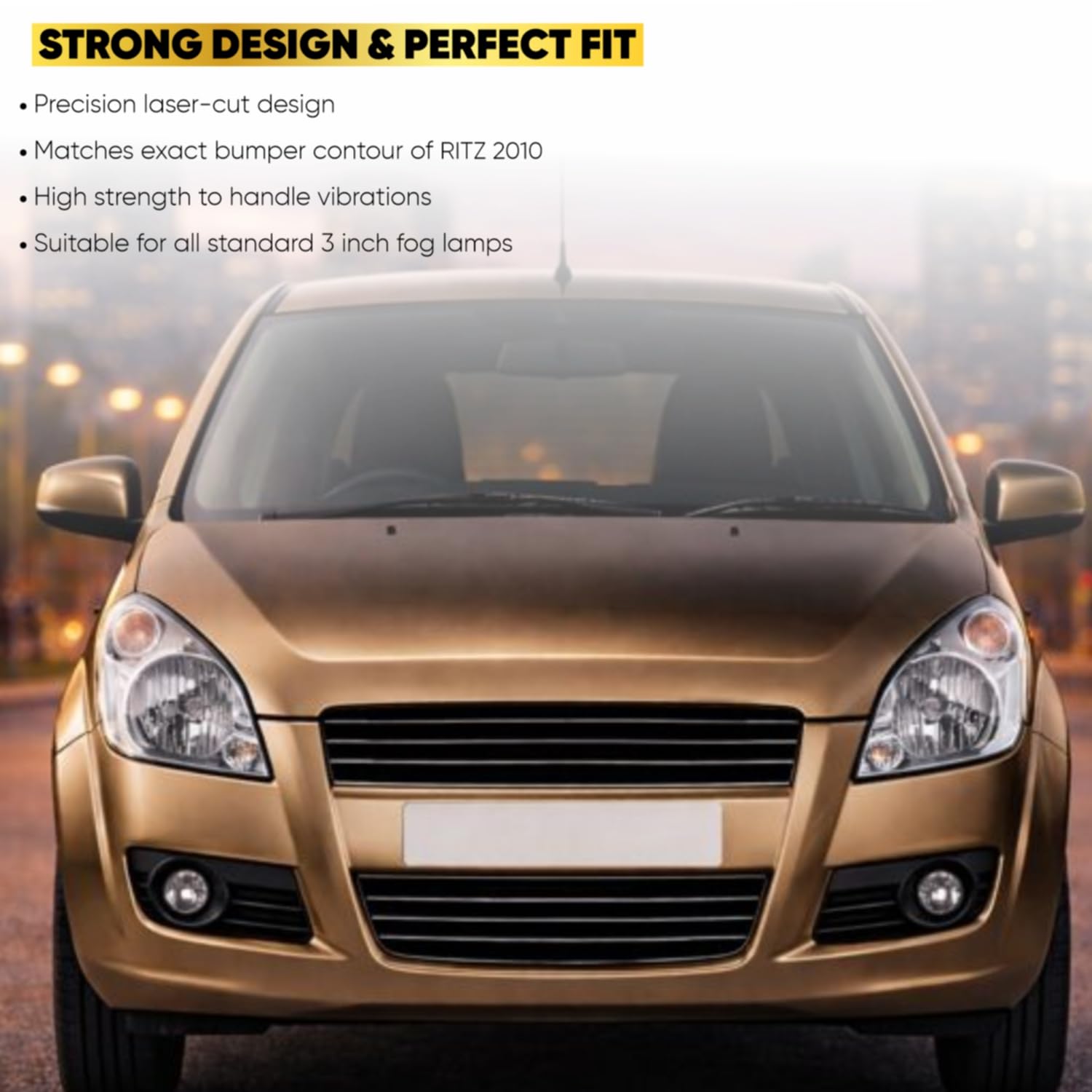 Audio Wheels 3 Inch Fog Lamp Mounting Cover/Bracket Kit - Car & Vehicle Fog Brackets | Direct Replacement Set | Compatible with Maruti Suzuki RITZ 2010