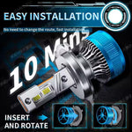 Audio Wheels H4/19 100W Car LED Headlight Conversion Kit – 20,000 Lumens Super Bright 6000K Cool White, Quick Installation Halogen Replacement, Pack of 2