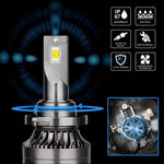 Audio Wheels 9005/HB3 75W LED Headlight with 6000K Cool White, 7500LM Brightness, Fan Cooling, Energy Efficient Design, IP67 Waterproof, Easy Plug & Play Installation