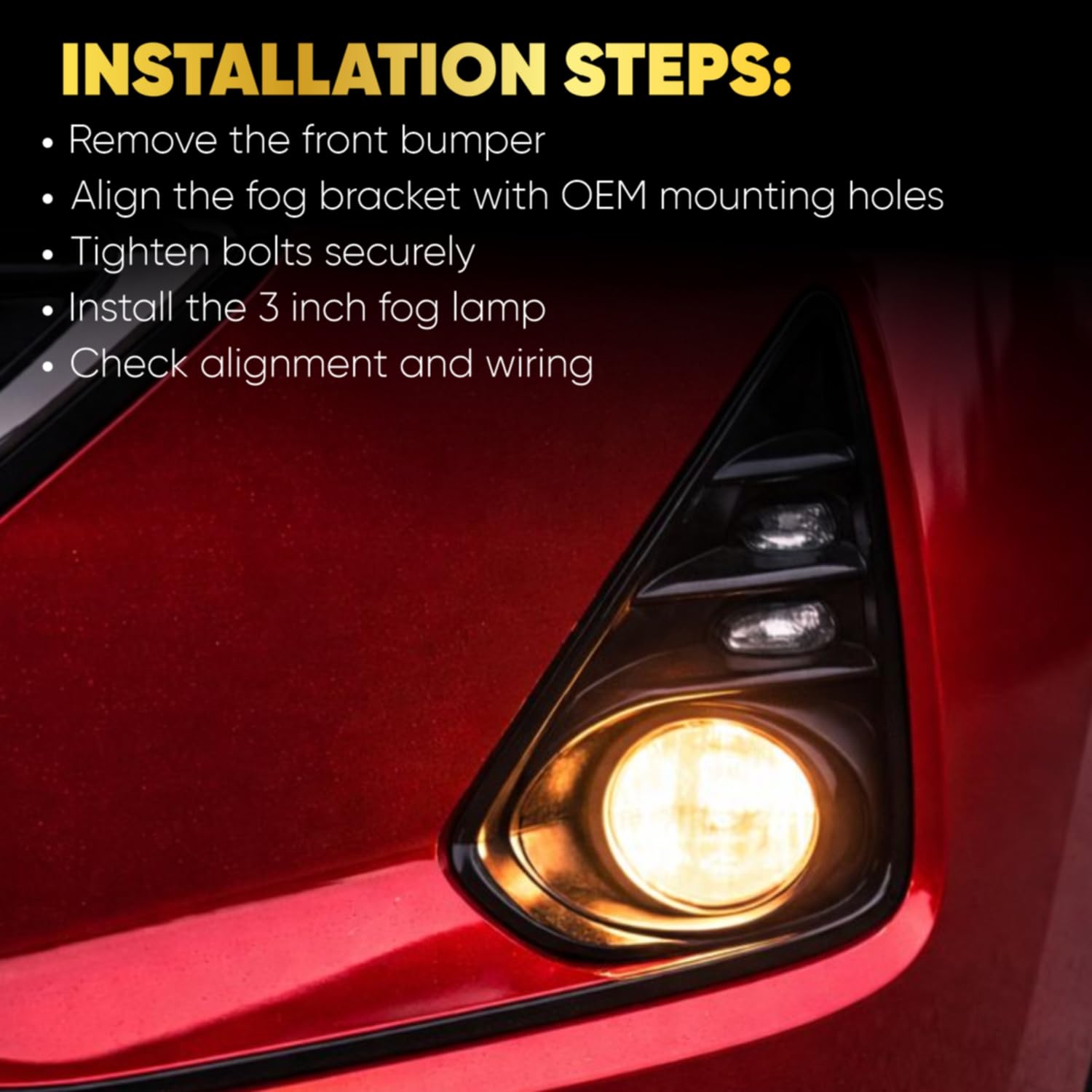 Audio Wheels 3 Inch Fog Lamp Mounting CoverBracket Kit - Car & Vehicle Fog Brackets  Direct Replacement Set  Compatible with Hyundai GRAND i10 NIOS