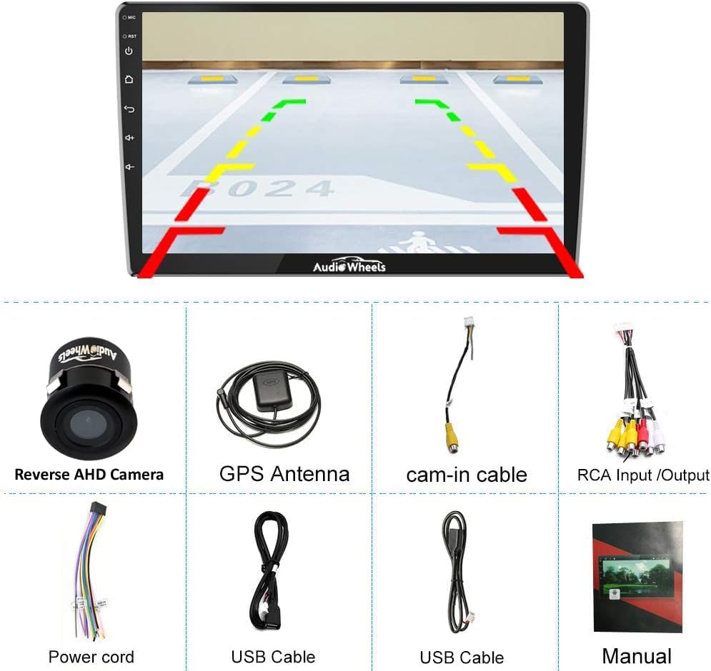 Audio Wheels Maruti A-Star: 9-Inch 1280P IPS Android 2/32 Car Display with Gorilla Glass - Double Din Car Stereo, Android 13,+ AHD Camera & Dashboard Frame (Maruti A-Star)