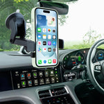 Audio Wheels Car Phone Holder 360° Rotation, Grip Go Series, Suction Cup Mount Auto Lock, Extendable Arm, Single-Handed Use, Shockproof Design Dashboard Accessories for Flexible Mobile Holder.