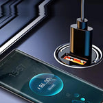 Audio Wheels 130W Dual Port QC-100W & PD-30W Mini Metal Car Mobile USB-C Fast Charger Socket Lighter LED Indicator,Fast Charging Adapter for All Smartphones, Tablets & More - Audio Wheels