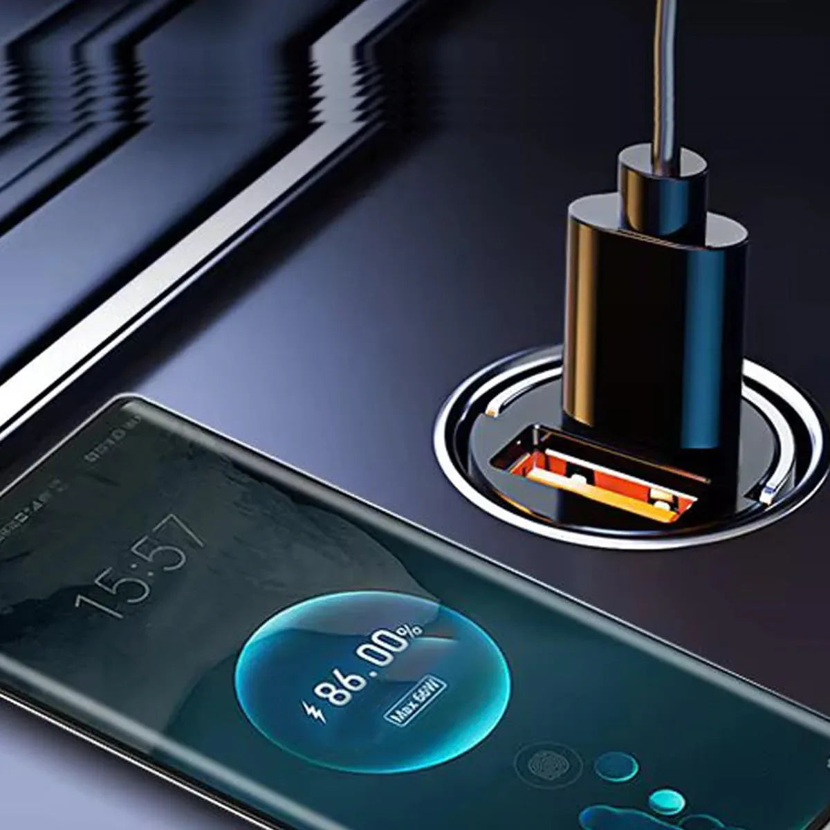 Audio Wheels 130W Dual Port QC-100W & PD-30W Mini Metal Car Mobile USB-C Fast Charger Socket Lighter LED Indicator,Fast Charging Adapter for All Smartphones, Tablets & More - Audio Wheels