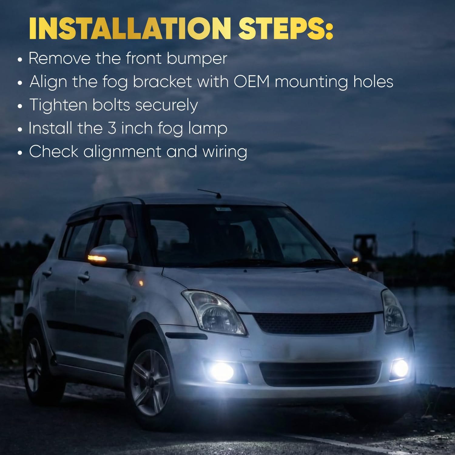 Audio Wheels 3 Fog Lamp Mounting CoverBracket Kit - Car & Vehicle Fog Brackets  Direct Replacement Set  Compatible with Maruti Suzuki SWIFT 2010